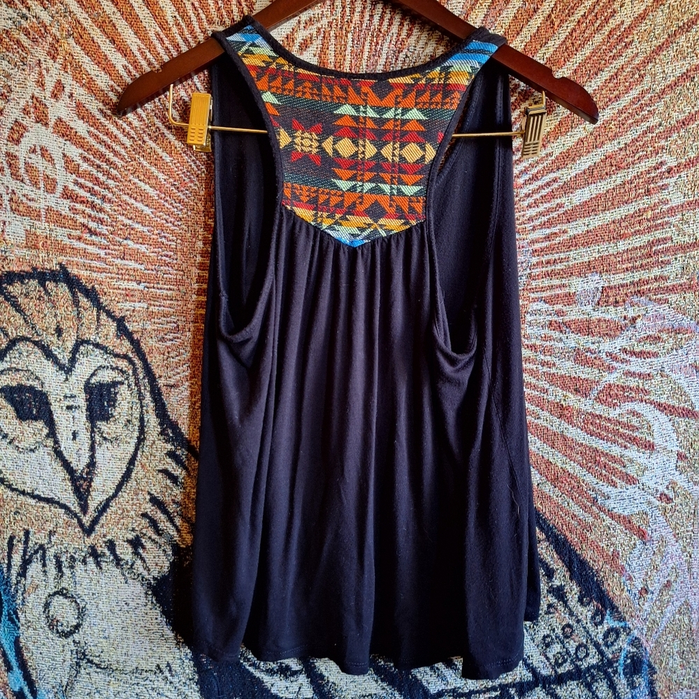 Tribal patterned racerback flowy tank